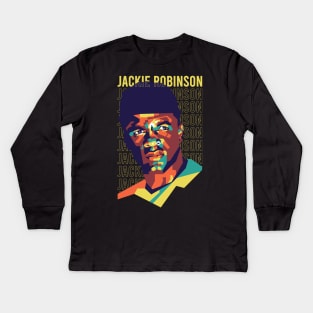 Jackie Robinson on WPAP art 2 Kids Long Sleeve T-Shirt